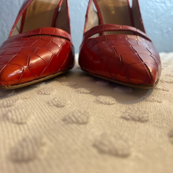 KURT GEIGER Red Croc Embossed Sling Back Heel - Picture 3 of 16